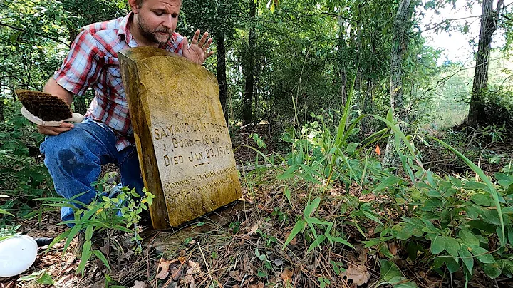 CLEANING 104 YEAR OLD HEADSTONE OF WOMAN BORN INTO...