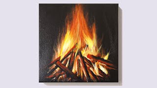 EASY FIRE ACRYLIC PAINTING TUTORIAL FOR BEGINNERS | LEARN HOW TO PAINT | FIRE DRAWING #75