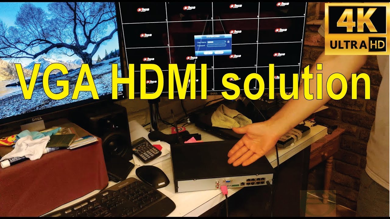 VGA not on NVR/DVR, solved using HDMI to VGA convertor - YouTube