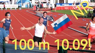 Slovenian 100 m Record  10.09!!! Anej Čurin Prapotnik Nationals Maribor 2026