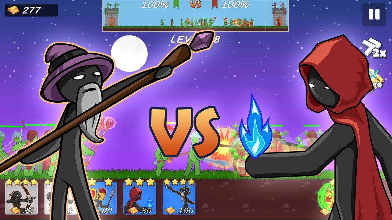 Stick Ragdoll Battle Simulator - Mage vs Healer. Marble & Ragdoll fight