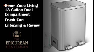 Home Zone Living 13 Gallon Dual Compartment Step Trash Can Unboxing and Review screenshot 3