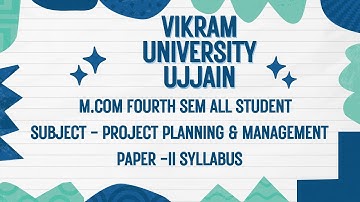 Vikram University Ujjain M.Com 4th Sem Sub - Project Planning & Management Syllabus #viralvideo2025