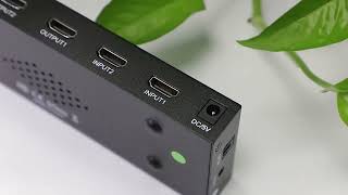 2 Input 4 Output HDMI Switcher 4K 60Hz support audio out and down scaler function with IR remote