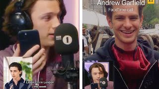 Tom Holland FaceTimes Andrew Garfield and Timothee Chalamet #shorts