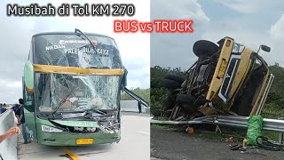 Laka Bus ALS 300 Sruduk Truk Sampai Teeguling di Tol Lampung KM 270 arah Bakauheni | Kecelakaan Bus