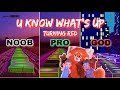 4*TOWN - U Know What's Up (Turning Red) - Noob vs Pro vs God (Fortnite Music Blocks) With Map Code!