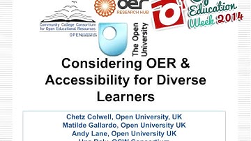 Considerations for OER and Accessibility for Diverse Learners