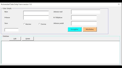 Créer une base de données Excel avec formulaire de saisie de données