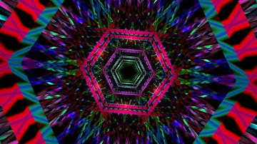 Multicolored neon hexagon tunnel in a seamless VJ Loops #neon #abstract #vjloops #tunnel #dj #disco