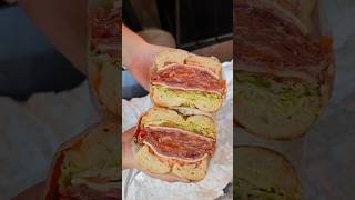 Insane stacked bagel sandwich from Utopia Bagels in NYC