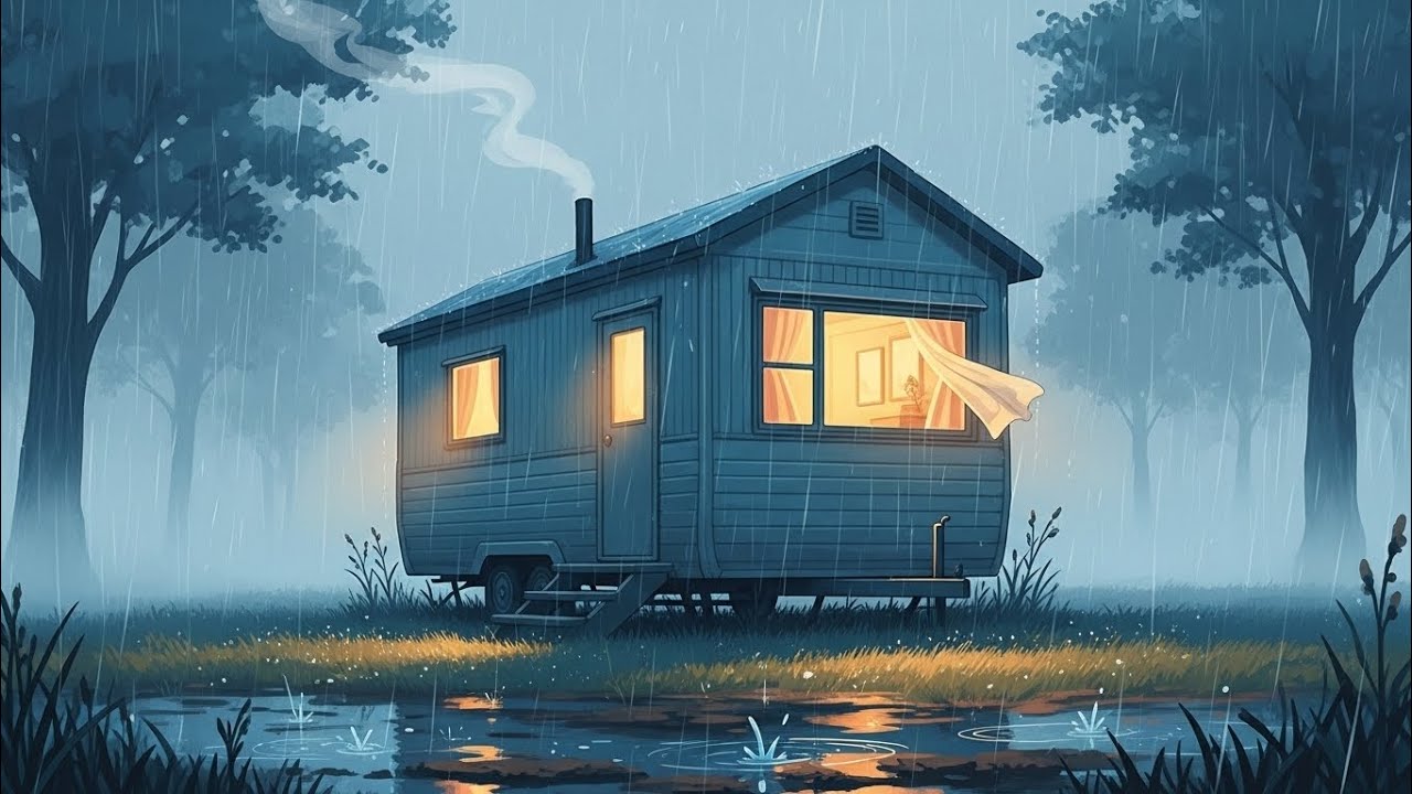 A raining Day in our mobile home /cozy moment together /Ghibli-inspired ASMR slice-of-life #skits 