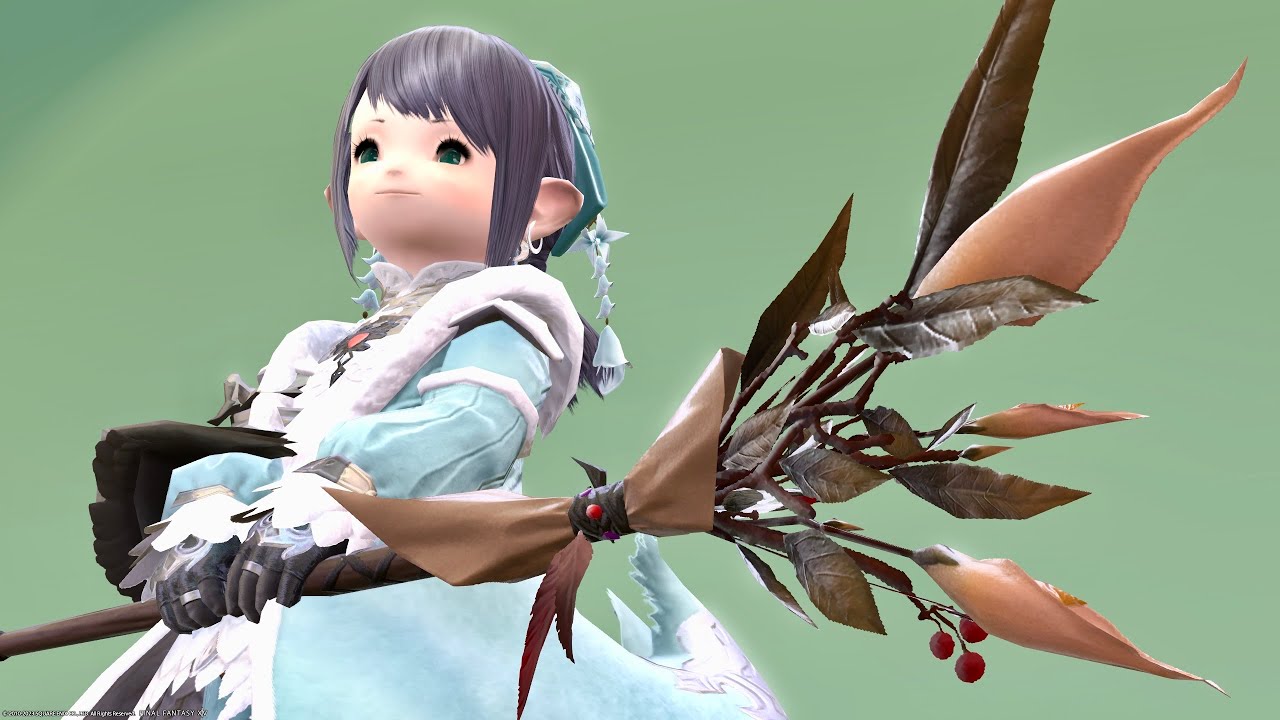 ドライフラワーっぽいオシャレで可愛い白魔道士杖『レイクランド