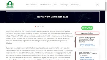 NUMS Merit Formula 2021 Updated