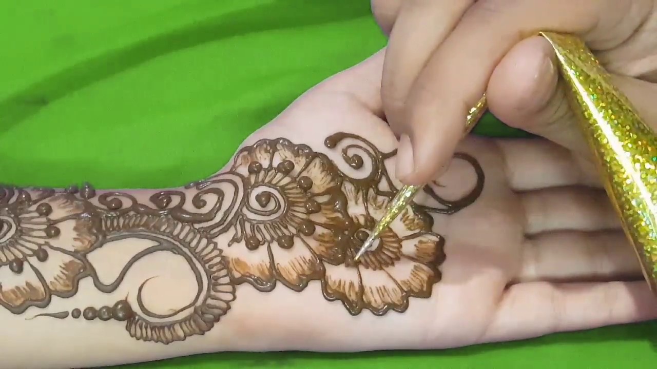 New Easy and Simple Floral Arabic Henna design for hands | Step By Step ...