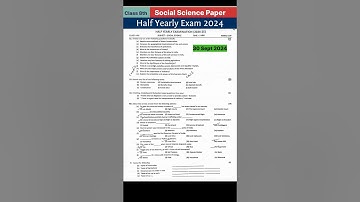 Class 8th Social Science Paper Half yearly Exam 30 sept 2024 I SST Term 1 Paper #8th #trending
