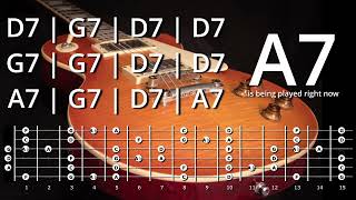 Chicago Blues Jamtrack in D Mixolydian with Chords & Scales; 12-Bar Shuffle Backing Track 126bpm