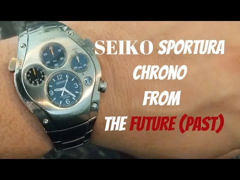 Seiko Sportura SLQ007 kinetic Chronograph from the future review - YouTube