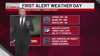 Severe storm risk late Tuesday-Tuesday night
