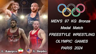 Olympic Freestyle Wrestling 2024 Snyder Vs Azarpiras Intense 97 Kg Bronze Battle