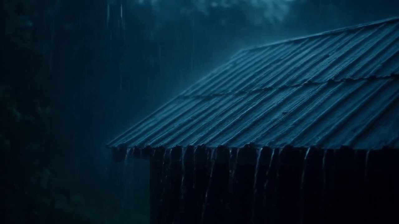 Relaxing Heavy Rainstorm | Rain on Roof for Better Sleep AHD
