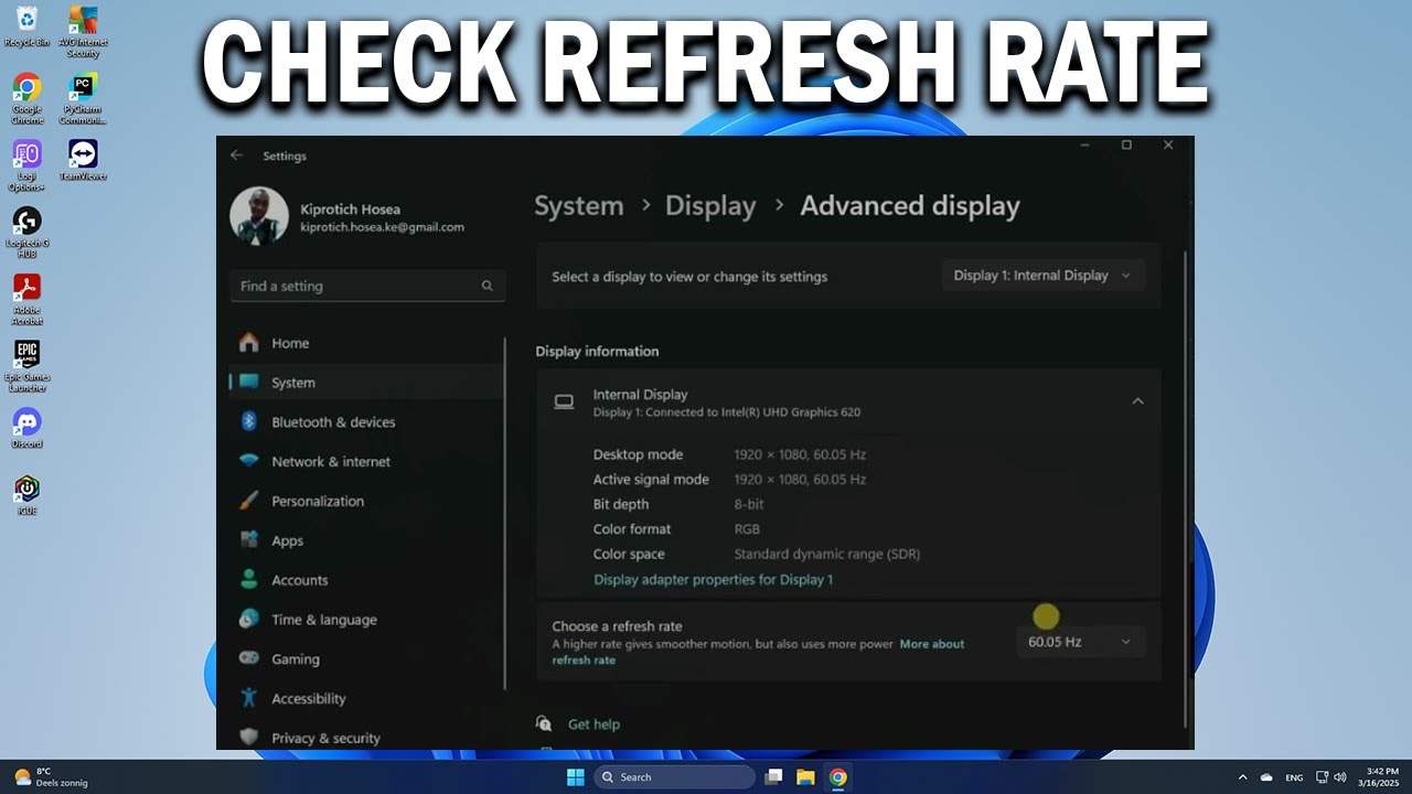 How To Check your Monitor Screen Refresh Rate HZ in Windows 11 - Easy ...