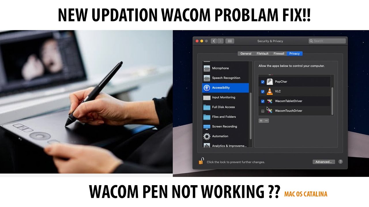 Verlichten Inschrijven Glimmend Wacom problem I wacom pen not working I wacom new updation problem I Mac  Catalina with wacom - YouTube