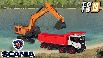 FS19 Scania XT Mining Hitachi Zaxis 870 LC TP Map Villenval Farming Simulator 19 Gameplay