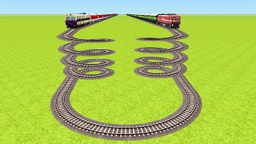 TWO TRAINS CRAZIEST DOUBLE 360° DEGREE SPRING LOOPS RAILROAD CROSSED ▶️ Train Simulator | CrazyRails