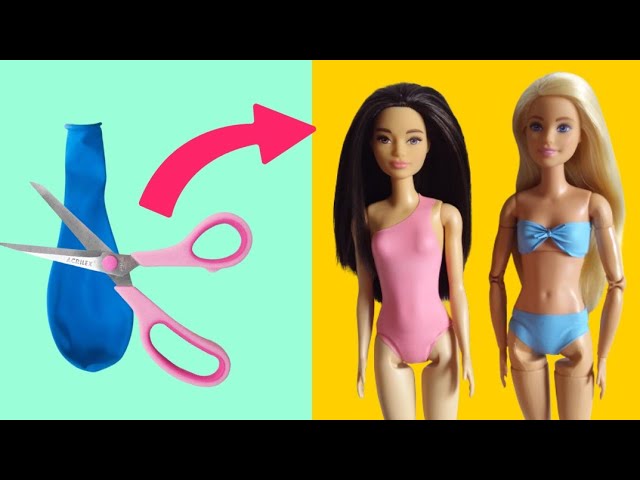 DIY roupas e biquínis para boneca Barbie (SEM COLA OU COSTURA) com bexigas/  balões