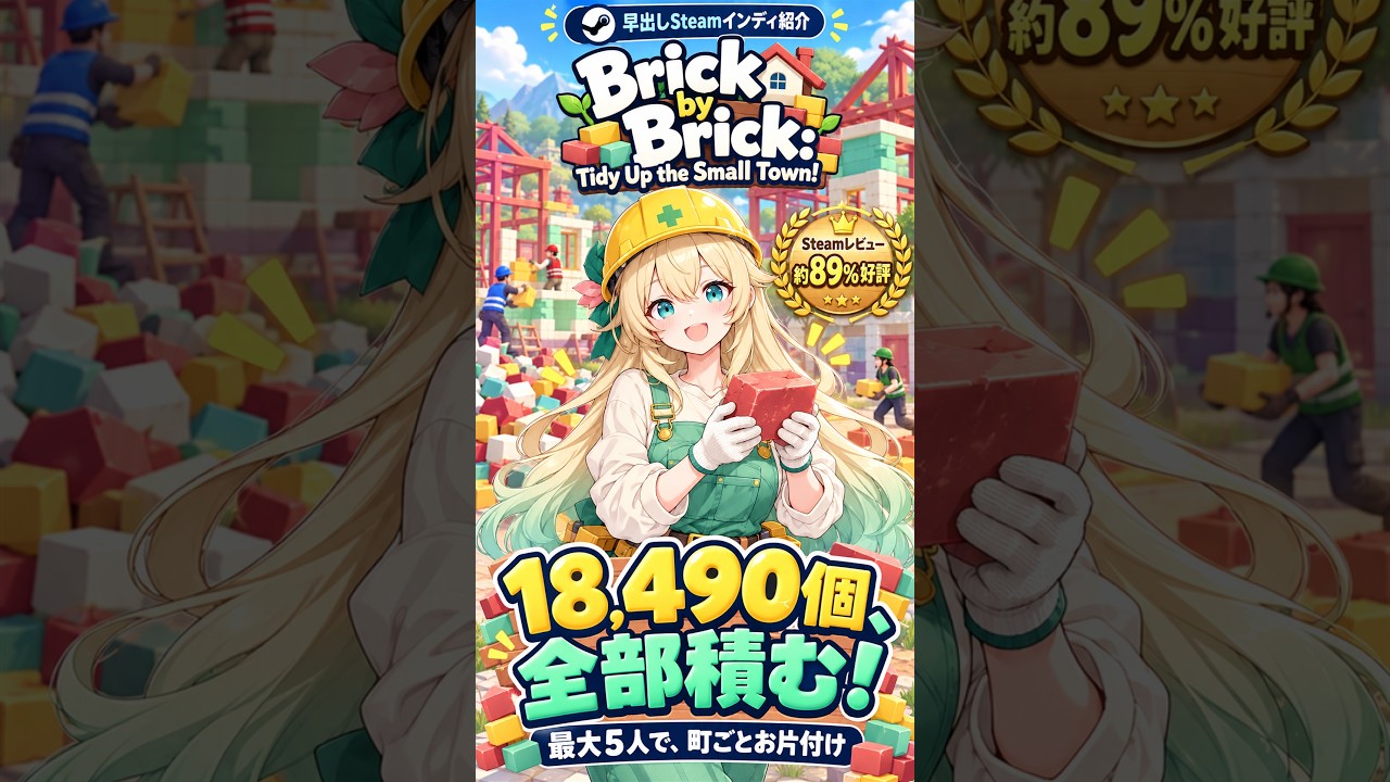 Brick by Brick: Tidy Up the Small Town!｜18,490個、全部積む！【早出しSteamインディ紹介】 by げーむにゅーす東京