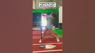 Before and After! Softball hitter fighting through the ball! #hitting #softball