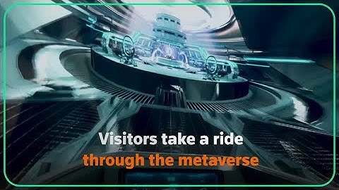 Visitors ride through the metaverse at Mobile World Congress