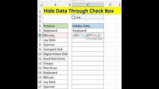 Excel Trick - Hide Data by a Button shorts excel msexcel