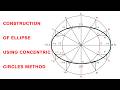 Ellipse Construction Using Concentric Circles Method (Step-by-Step)