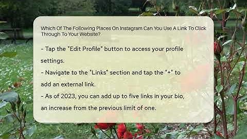 Which Of The Following Places On Instagram Can You Use A Link To Click Through To Your Website?