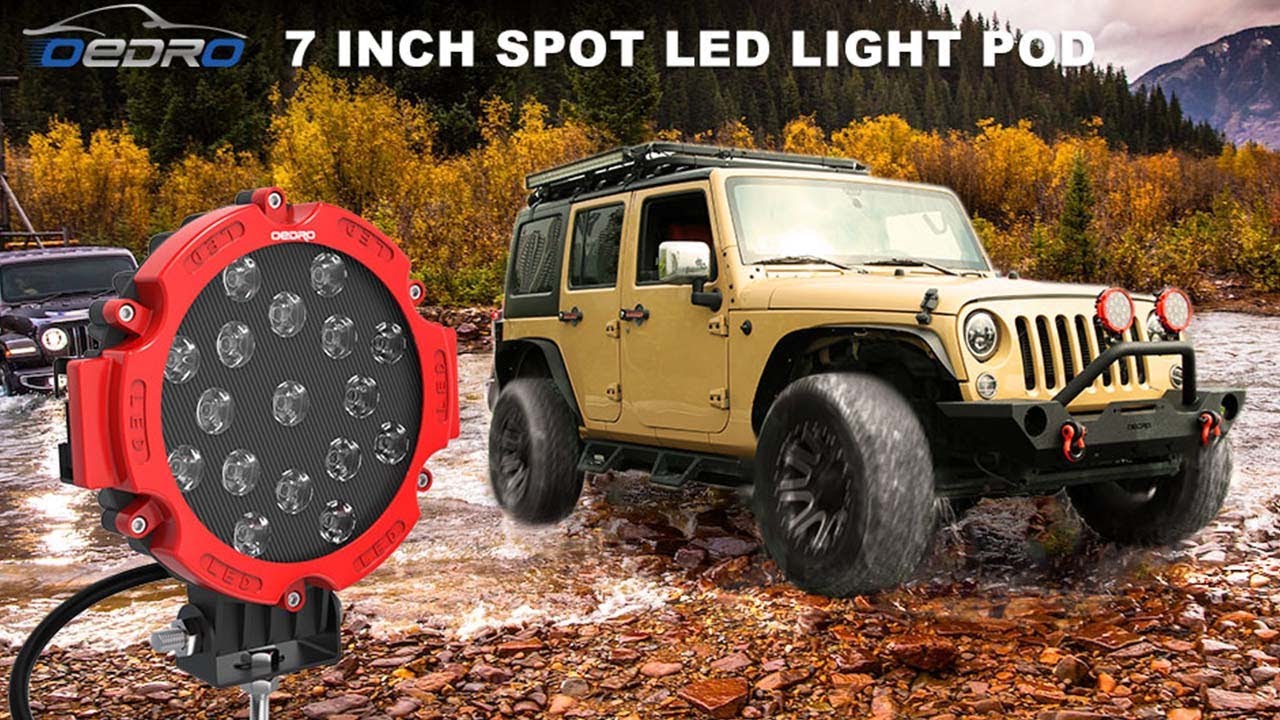 OEDRO 7 Inch 51W LED Light Bar for Jeep SUV Truck + 3/4" D Ring Shackles | Led Light Bars for Sale