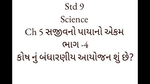 Std 9 Science Ch 5 સજીવનો પાયાનો એકમ ભાગ 4 કોષ નું બંધારણીય આયોજન શું છે ?