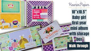 The *most adorable* Baby Girl scrapbook mini album + storage box!