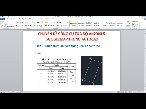 Video Phần 1: Vẽ ranh thửa đất (tọa độ VN2000) vào BĐ Auto... - youtube