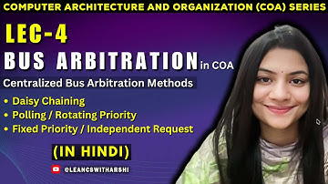Lec 4-BUS ARBITRATION in COA| Centralized Bus Arbitration : Daisy Chaining, Polling & Fixed Priority