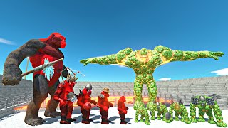 Plant Lava Golem Family vs Devil King Kong Family Lava Stadium Arena -Animal Revolt Battle Simulator