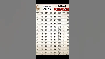 امساكية شهر رمضان ٢٠٢٣ 