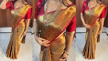 Pre pleated saree wearing | Pre pleated saree draping | how to wear pre pleated saree | Fluffy pleat