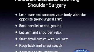 Pendulum Exercises following Shoulder Surgery or Injury