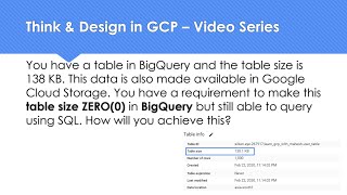 Think & Design in GCP - How to make a table size ZERO in BigQuery but still query it?
