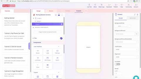 Move Between Screens Thunkable
