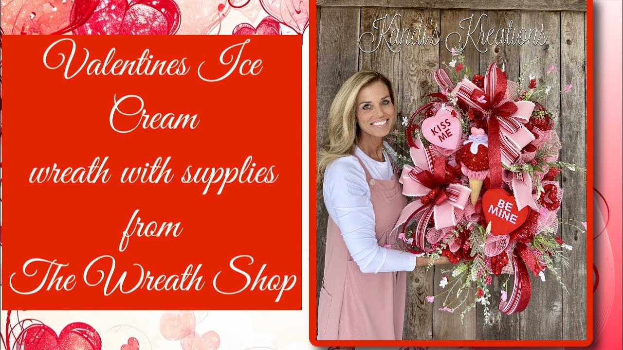 Valentine’s Ice Cream wreath with supplies from The Wreath Shop