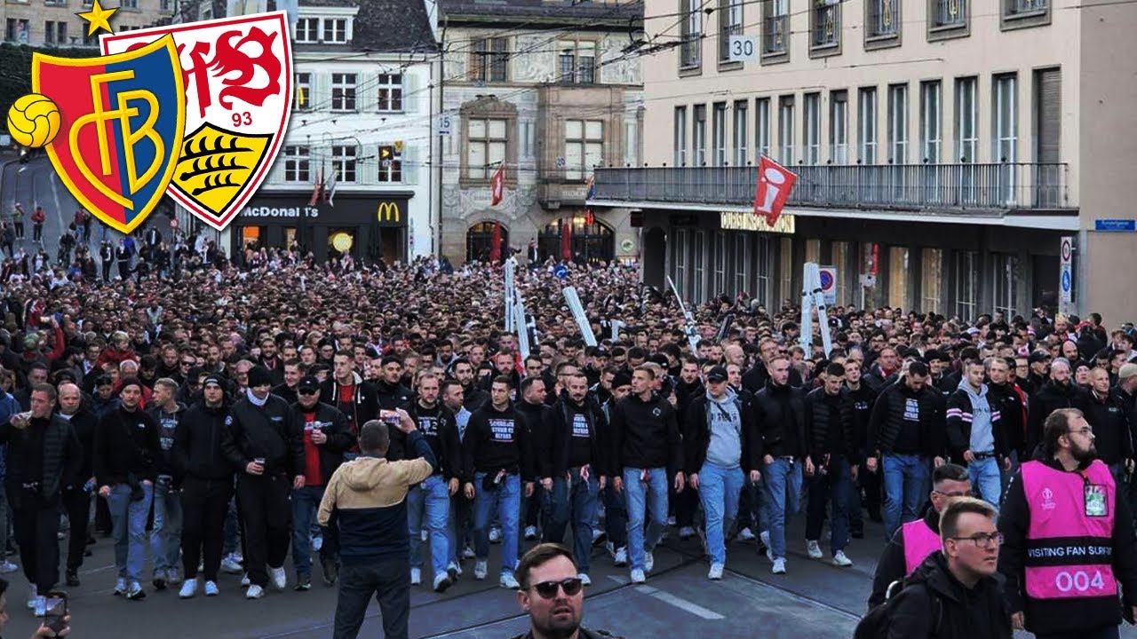 Stuttgart Fans in Basel: Fanmarsch | FC Basel - VFB Stuttgart
