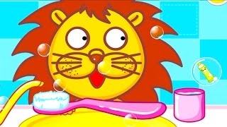 MY HEALTHY LITTLE BABY GAME APP WITH PANDA AND LION BATHING BRUSHING TEETH AND CUTTING LONG NAILS screenshot 2